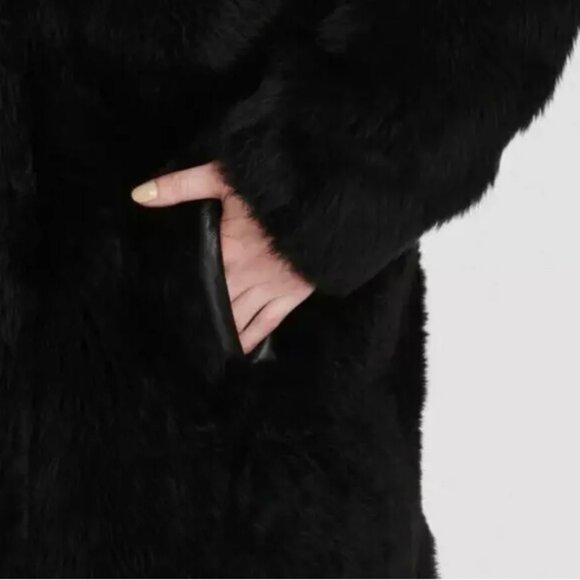 NEW UGG ESME Women's Black Shearling Long Coat Size XL MSRP $2295 Luxury Toscana - Picture 3 of 8